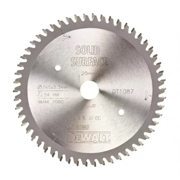 Ověřený Pilový kotouč DeWALT EXTREME® TRESPA 165x20 mm 54 zubů, Corian