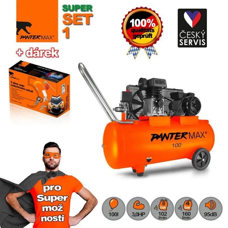 PANTERMAX® AirFlow® 100 Kompresor olejový, SET 1 Nejlepší Cena
