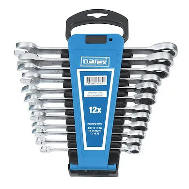 NAREX 443100593 Sada klíčů ráčnových očkoplochých 12dílná (8-19mm) PVC(7899195) Novinka